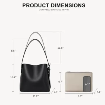 BOSTANTEN Bucket Bag Vegan Leather Shoulder Purses for Women Trendy Adjustable Strap, Black