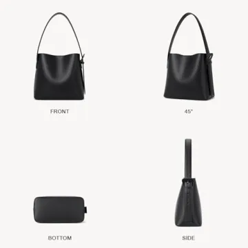 BOSTANTEN Bucket Bag Vegan Leather Shoulder Purses for Women Trendy Adjustable Strap, Black