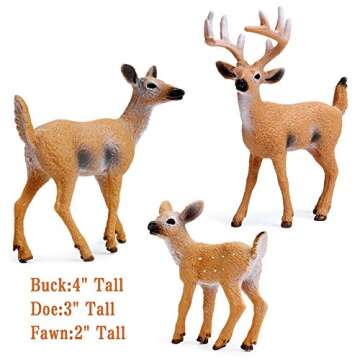 RESTCLOUD Deer Figurines Cake Toppers, Deer Toys Figure, Small Woodland Animals Set of 6