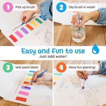 Paint With Water Coloring Book for Toddlers: Mess Free Kids Watercolor Painting Activity Kit - Arts and Crafts For Ages 2 3 4 5 6 Years Old - Dinosaur - Pocket Travel Book, Gift Toy, Stocking Stuffers