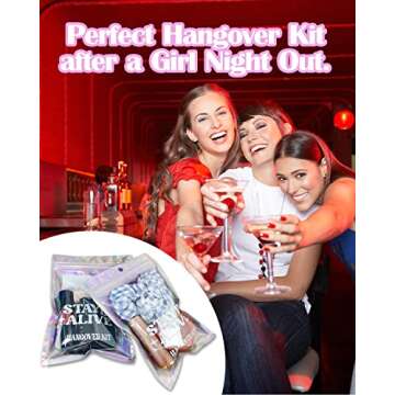 SILFGRLF Stayin' Alive Bachelorette Party Hangover Kits, Hangover Kit Bags – 20 Pcs Holographic Bags (5"x7") Bachelorette Party Supplies Last Disco Party Favors Printed