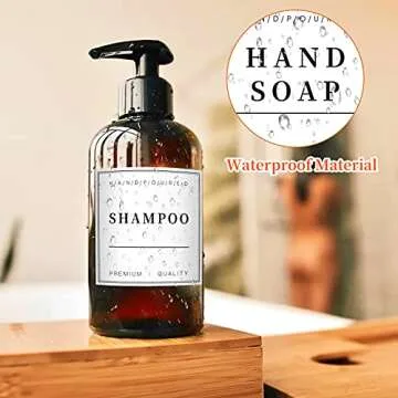 24 PCS White Waterproof Labels for Bottles, Shampoo and Conditioner Dispenser Label Stickers, Bathroom Hand Soap Label Stickers,Removable Cleaning Labels for Glass/Plastic Spray Bottle