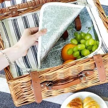 Willow Picnic Basket Set for 2 with Cooler and Cutlery