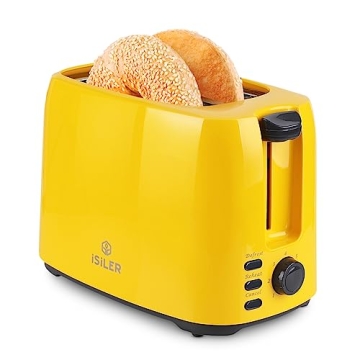iSiLER 2 Slice Toaster | Extra-Wide Slots, 7 Shade Settings, Yellow