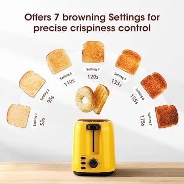 Stylish iSiLER 2 Slice Toaster with Wide Slots and 7 Settings
