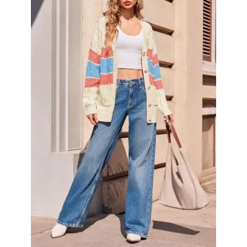 Saodimallsu Color Block Cardigan for Stylish Comfort