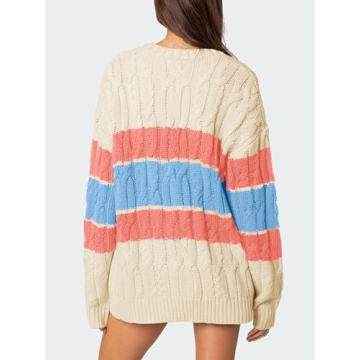 Saodimallsu Color Block Cardigan for Stylish Comfort