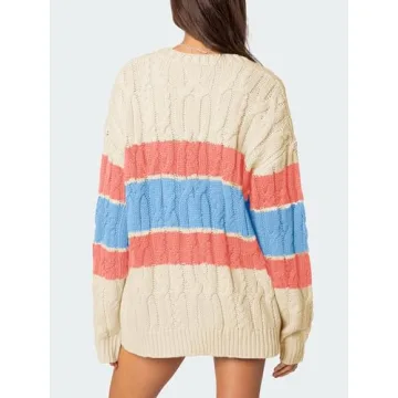 Saodimallsu Color Block Cardigan for Stylish Comfort