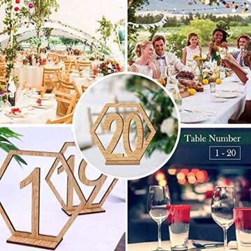 Table Number, Adv-one 1-20 Wedding Wedding Table Number Holders Wooden Table Numbers Party Card Hold...