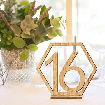 Table Number, Adv-one 1-20 Wedding Wedding Table Number Holders Wooden Table Numbers Party Card Holder Wood Centerpiece Banquet Set, 20 pcs (No 1-20)