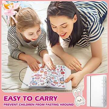 SUNEZLGO Reusable Sticker Book 100 Sheets, Sticker Collecting Book with Pockets, Sticker Collecting Album, Reusable Sticker Album, Blank Sticker Book with Tweezer and Spatula (A6)