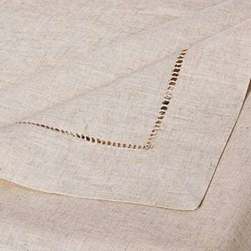 Fennco Styles Toscana Handmade Hemstitch Contemporary Linen Blend for Dinner Table, Picnic Table, Pa...