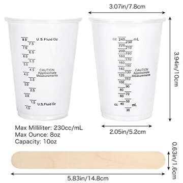 80pcs 8oz Disposable Epoxy Resin Mixing Cups, Clear Plastic Disposable Measuring Cups for Mixing Paint, Pigments, Epoxy Resins, Mixing Cups for Baking（80 Stirring Sticks Included）