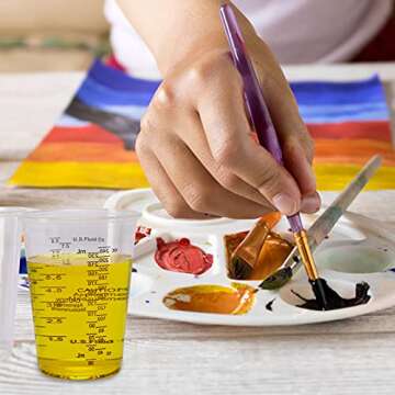 80pcs 8oz Disposable Epoxy Resin Mixing Cups, Clear Plastic Disposable Measuring Cups for Mixing Paint, Pigments, Epoxy Resins, Mixing Cups for Baking（80 Stirring Sticks Included）