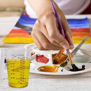 80pcs 8oz Disposable Epoxy Resin Mixing Cups, Clear Plastic Disposable Measuring Cups for Mixing Paint, Pigments, Epoxy Resins, Mixing Cups for Baking（80 Stirring Sticks Included）