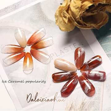 senvenski Tortoise Shell Nails, Orange Jelly Gel Nail Polish Red Coral Amber Crystal Translucent Sheer Clear Gift UV LED Art Varnish Kit (CS2-003)