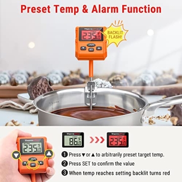 ThermoPro TP511 Digital Candy Thermometer with Pot Clip & Programmable Functions for Perfect Cooking...
