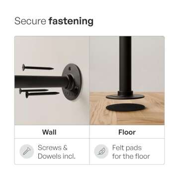 pamo Industrial pipe clothing rack metal black - Wall mounted clothes racks for hanging clothes - Modern walk in closet - KIM I black