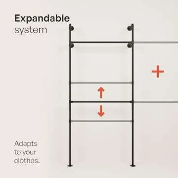 Pamo Industrial Pipe Clothing Rack - Modern Wall-Mounted Design