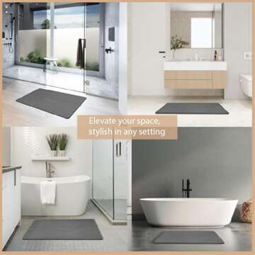 GENIUSQUEST Medusa Mats Extra Large Stone Bath Mat - Quick Dry Absorbent Stone Bath Mat for Bathroom - Non Slip Bathroom and in Grey - Extra Large 32 x 20 Inches