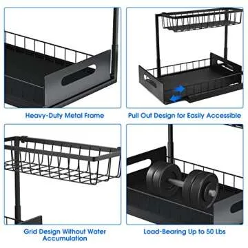 UINOFLE Under Sink Organizer: 2 Tier Sliding Storage