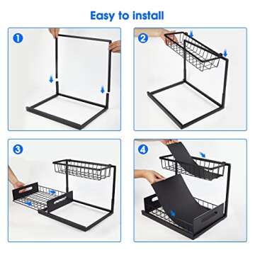UINOFLE Under Sink Organizer: 2 Tier Sliding Storage