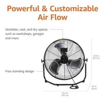 Amazon Basics 20" High-Velocity Floor Fan for Powerful Cooling