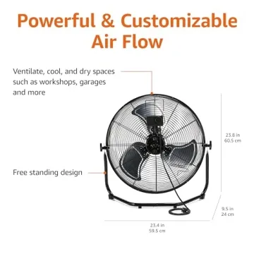Amazon Basics 20" High-Velocity Floor Fan for Powerful Cooling