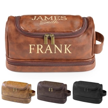 Sparklove Personalized Leather Toiletry Bag – Unique Custom Gift for Men