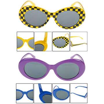 Xgood 18 Colors Oval Goggles Retro Clout Oval Goggles Mod Glasses Round Thick Frame Sunglasses for Women,Men,Teenagers