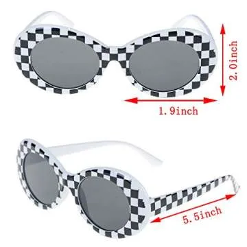 Xgood 18 Colors Oval Goggles Retro Clout Oval Goggles Mod Glasses Round Thick Frame Sunglasses for Women,Men,Teenagers