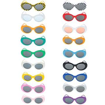 Xgood 18 Colors Oval Goggles Retro Clout Oval Goggles Mod Glasses Round Thick Frame Sunglasses for Women,Men,Teenagers