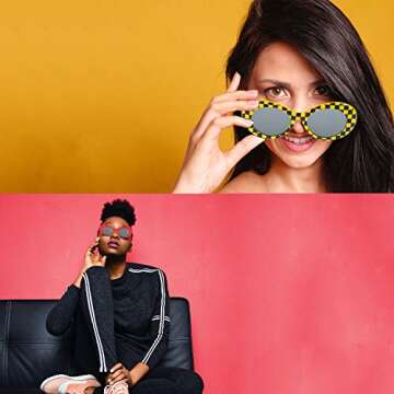 Xgood 18 Colors Oval Goggles Retro Clout Oval Goggles Mod Glasses Round Thick Frame Sunglasses for Women,Men,Teenagers