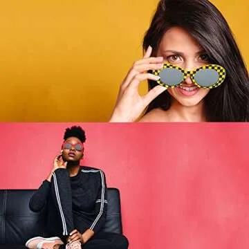 Xgood 18 Colors Oval Goggles Retro Clout Oval Goggles Mod Glasses Round Thick Frame Sunglasses for Women,Men,Teenagers