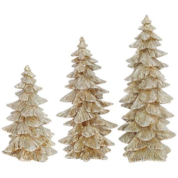 Raz Champagne Gold Glitter Christmas Trees - Set of 3
