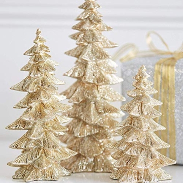 Raz Champagne Gold Glitter Christmas Trees - Set of 3