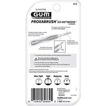 GUM-872H Sunstar Proxabrush Go-Betweens Cleaners Tight, 10 Count