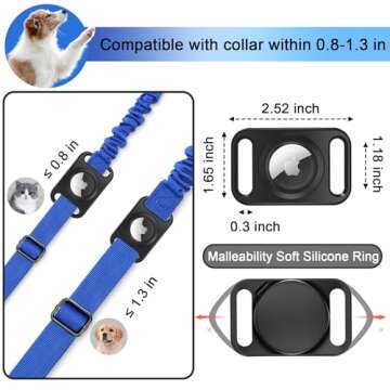SANKALA Airtag Dog Collar Holder, [2 Pack] Waterproof Airtag Holder for Dog Collar, TPU & Silicone Full Body Covered Apple Airtag Case for Dog Collar, Airtag Protective Cover for Pet Collar, Black