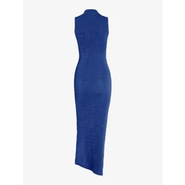 Charfille Sexy Semi Sheer Ruched Maxi Dress for Women
