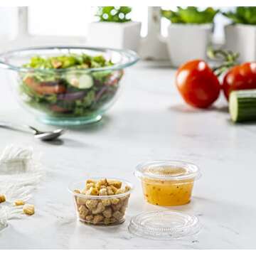 (2 oz - 100 Sets) Clear Diposable Plastic Portion Cups With Lids, Small Mini Containers For Portion ...