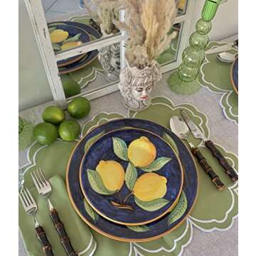 Villa Positano 20-Pieces Bamboo Silverware Set, Natural Black Bamboo Handle Flatware, Cutlery and Utensils Set, 18/8 Stainless Steel, Mirror Polish Tableware, Dinnerware (Set of 20 Pcs, Black)