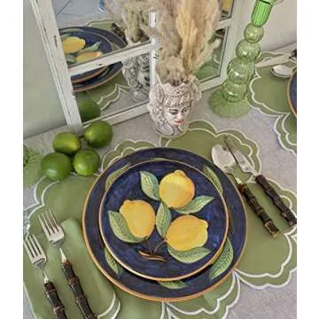 Villa Positano 20-Pieces Bamboo Silverware Set, Natural Black Bamboo Handle Flatware, Cutlery and Utensils Set, 18/8 Stainless Steel, Mirror Polish Tableware, Dinnerware (Set of 20 Pcs, Black)