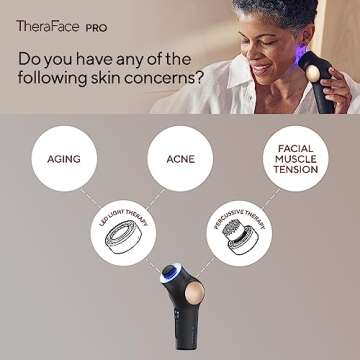 TheraFace LED - Handheld Percussive Facial Massage and Light Therapy Device - Compact Electric Face and Skin Care Therapy Tool for Ultimate Personal Beauty, Black