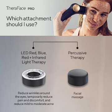 TheraFace LED - Handheld Percussive Facial Massage and Light Therapy Device - Compact Electric Face and Skin Care Therapy Tool for Ultimate Personal Beauty, Black
