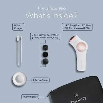 TheraFace LED - Handheld Percussive Facial Massage and Light Therapy Device - Compact Electric Face and Skin Care Therapy Tool for Ultimate Personal Beauty, Black