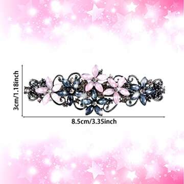 Janinka 4 Pcs Barrettes for Women Ladies, Rhinestones Hair Accessories Crystal Barrette Spring Frenc...