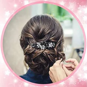 Janinka 4 Pcs Barrettes for Women Ladies, Rhinestones Hair Accessories Crystal Barrette Spring French Hair Clips for Women Wedding Hair Styling Tools