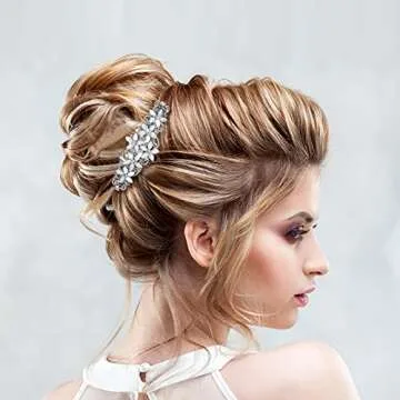 Janinka 4 Pcs Barrettes for Women Ladies, Rhinestones Hair Accessories Crystal Barrette Spring French Hair Clips for Women Wedding Hair Styling Tools