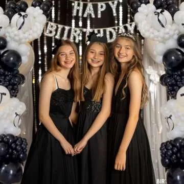 Black Bow Birthday Party Decorations 122pcs black Ivory White Double Stuffed Pearl White Balloons with Black Bow Foil Balloons for Girl Coquette Birthday Wedding Bridal Party Decorations