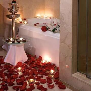 JUPOZOP 1000 PCS Artificial Fake Rose Petals for Wedding, Flower Petals, Romantic Night for Her/Him Set, Engagement, Flower Decorations, Event, Party, in Bulk（Red Rose Petals）